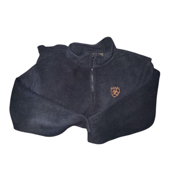 Ariat Mens Black Pullover 1/4 Zip Embroidered Logo Fleece Sweatshirt Sz Large - Picture 6 of 6